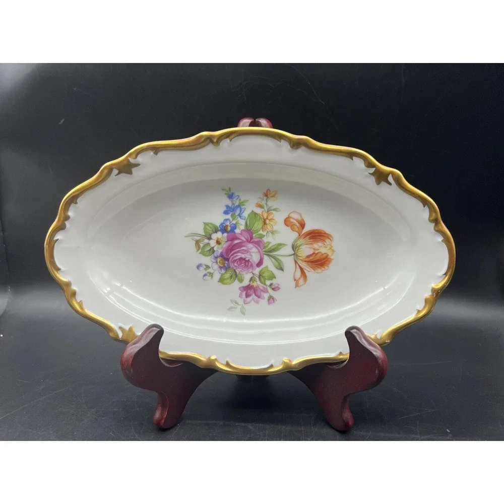 Vintage Reichenbbach Porcelain Oval Serving Dish German Democratic Republic